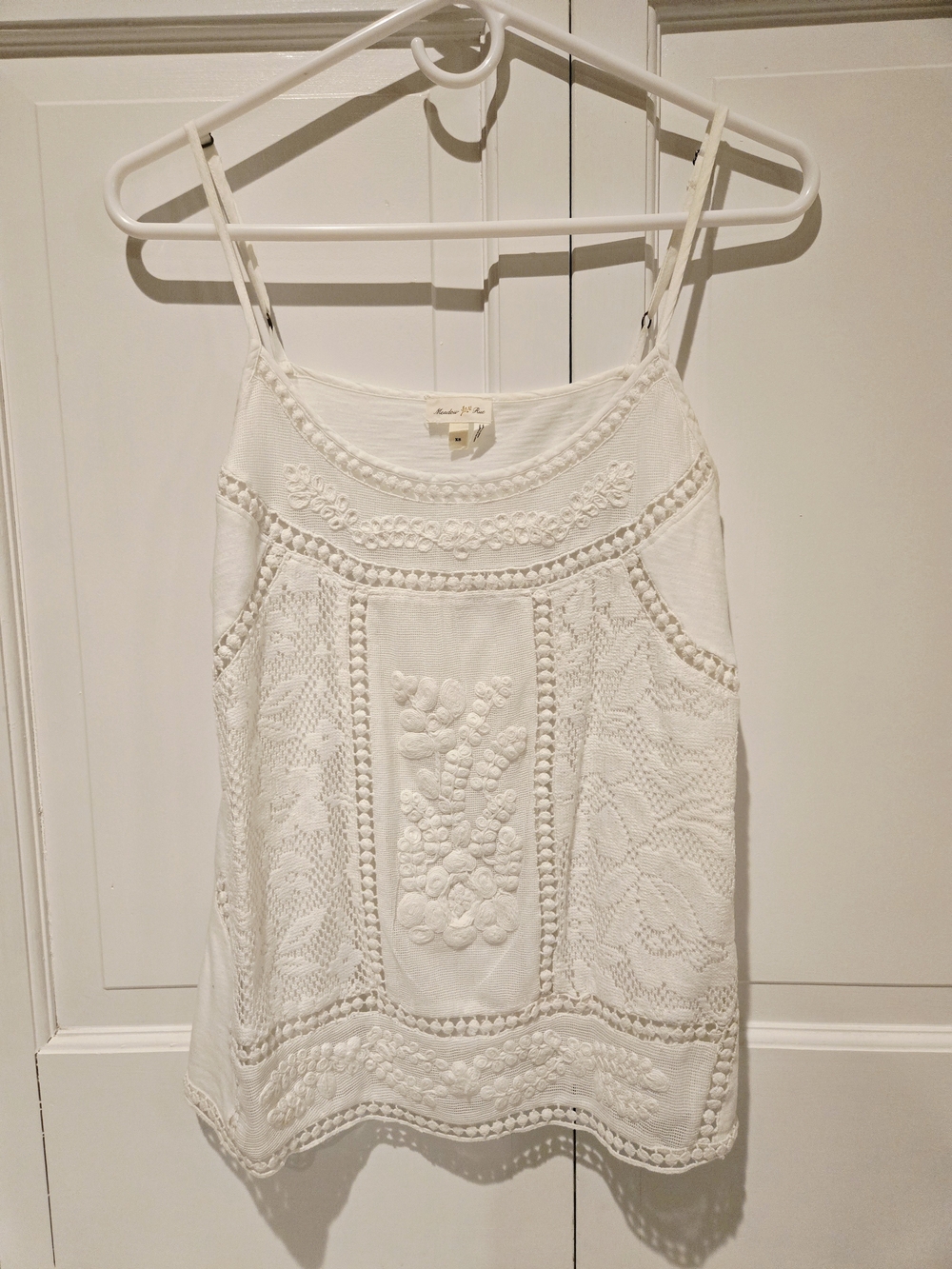 Embroidered White Women's Cami (Tank)